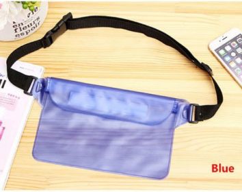 Waterproof Swimming Bag Ski Drift Diving Shoulder Waist Pack Bag Underwater Mobile Phone Bags Case Cover For Beach Boat Sports (Color: Blue)
