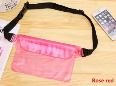 Waterproof Swimming Bag Ski Drift Diving Shoulder Waist Pack Bag Underwater Mobile Phone Bags Case Cover For Beach Boat Sports (Color: Pink)