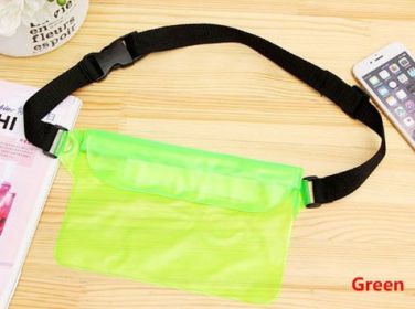 Waterproof Swimming Bag Ski Drift Diving Shoulder Waist Pack Bag Underwater Mobile Phone Bags Case Cover For Beach Boat Sports (Color: Green)