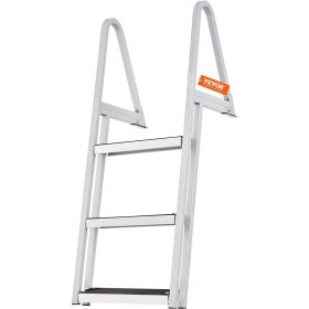 VEVOR Dock Ladder, Removable Steps, 350 lbs Load Capacity, Aluminum Alloy Pontoon Boat Ladder with 4'' Wide Step & Nonslip Rubber Mat, Easy to Install (Default: Default)
