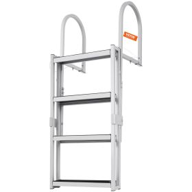 VEVOR Dock Ladder, Retractable 5 Steps, 350 lbs Load Capacity, Aluminum Alloy Pontoon Boat Ladder with 66.9''-78.9'' Adjustable Height, 4'' Wide Step (Default: Default)