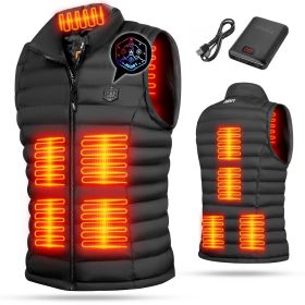 Black Women's Heated Vest with Battery Pack, Lightweight Down Rechargeable Electric Heated Apparel with 9 Heating Panels (size: S)