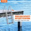 VEVOR Dock Ladder, Removable Steps, 350 lbs Load Capacity, Aluminum Alloy Pontoon Boat Ladder with 4'' Wide Step & Nonslip Rubber Mat, Easy to Install