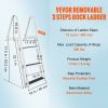 VEVOR Dock Ladder, Removable Steps, 350 lbs Load Capacity, Aluminum Alloy Pontoon Boat Ladder with 4'' Wide Step & Nonslip Rubber Mat, Easy to Install