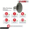 5 Core Indoor Outdoor PA Horn Circular Speaker 12 Inch 350W PMPO Loud Sound Megaphone Driver Horns w 400Hz-5KHz, 8 Ohm Waterproof Weatherproof Vehicle