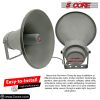 5 Core Indoor Outdoor PA Horn Circular Speaker 12 Inch 350W PMPO Loud Sound Megaphone Driver Horns w 400Hz-5KHz, 8 Ohm Waterproof Weatherproof Vehicle
